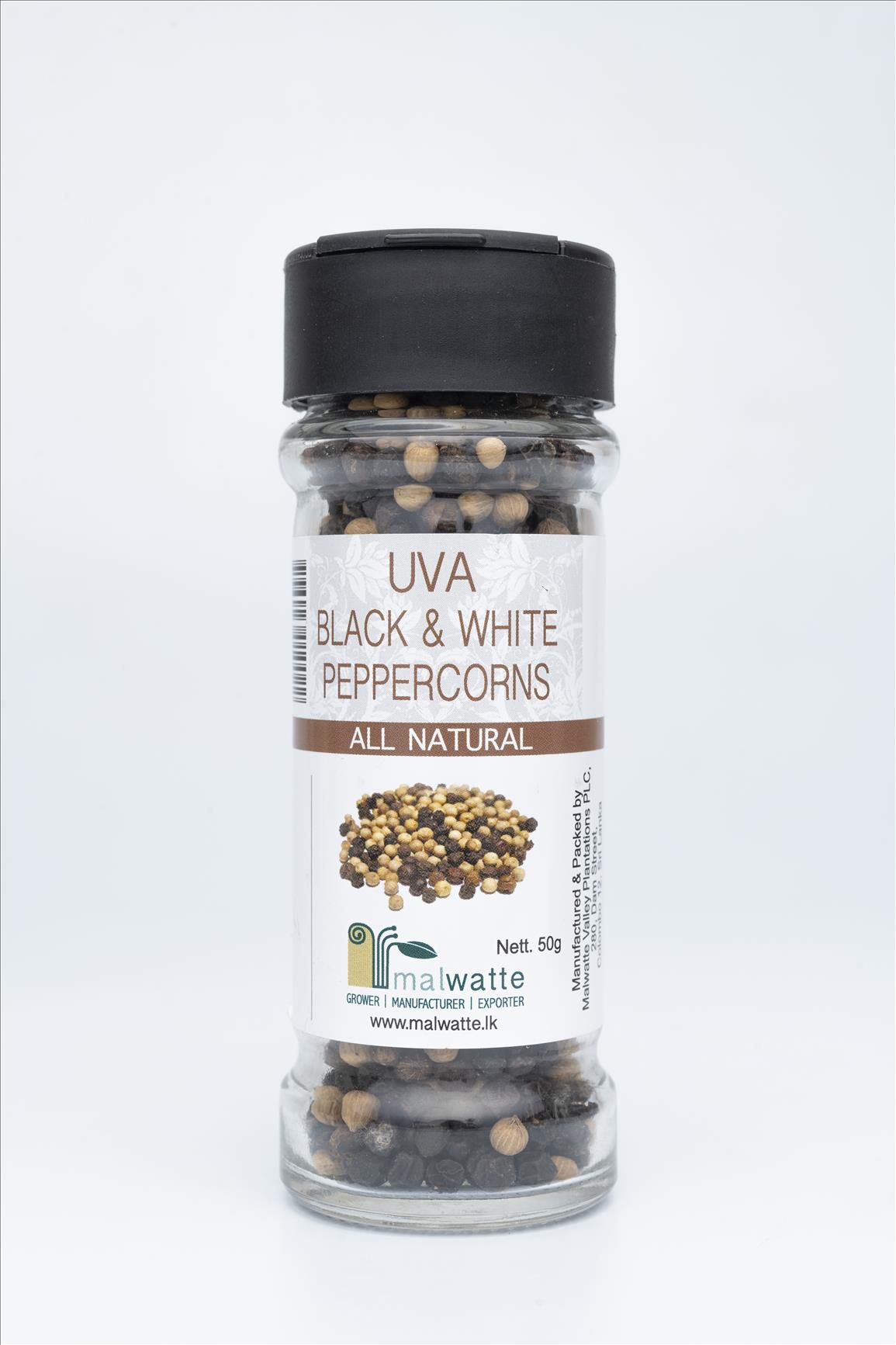 Uva Black & White Peppercorns 50g Malwatte Valley Plantations PLC